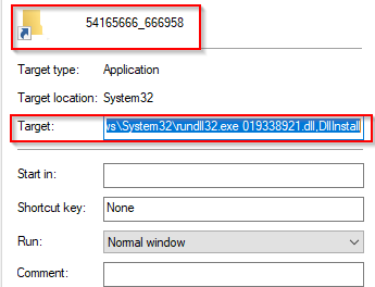 Figure 4. Command line parameters of LNK file.