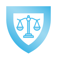 Icon reasonable cybersecurity a shield surrounding some scales in balance