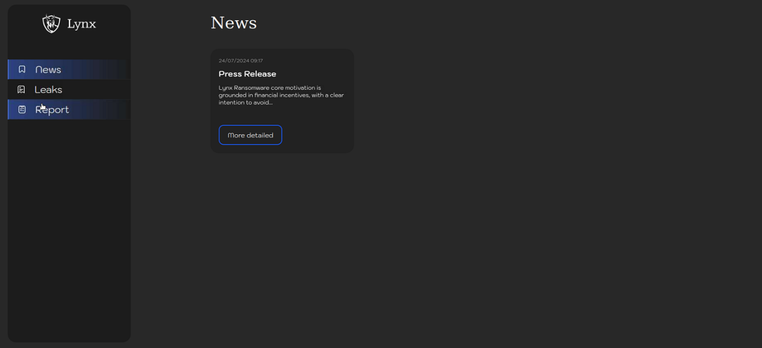 Lynx Ransomware Public Blog Site: News
